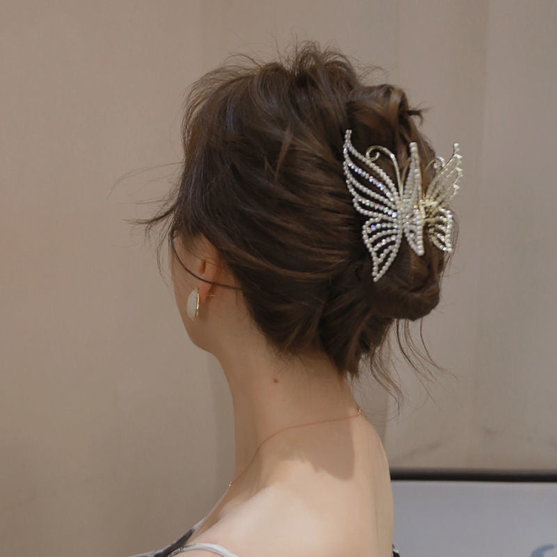 【Awaytr】CB1270  Full Pearl Butterfly Hair Claw Clip