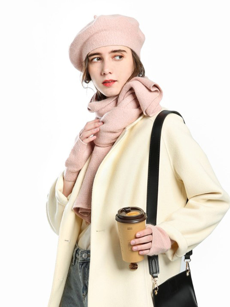 3 IN 1 Solid Color Hats Scarves Gloves｜Awaytr®