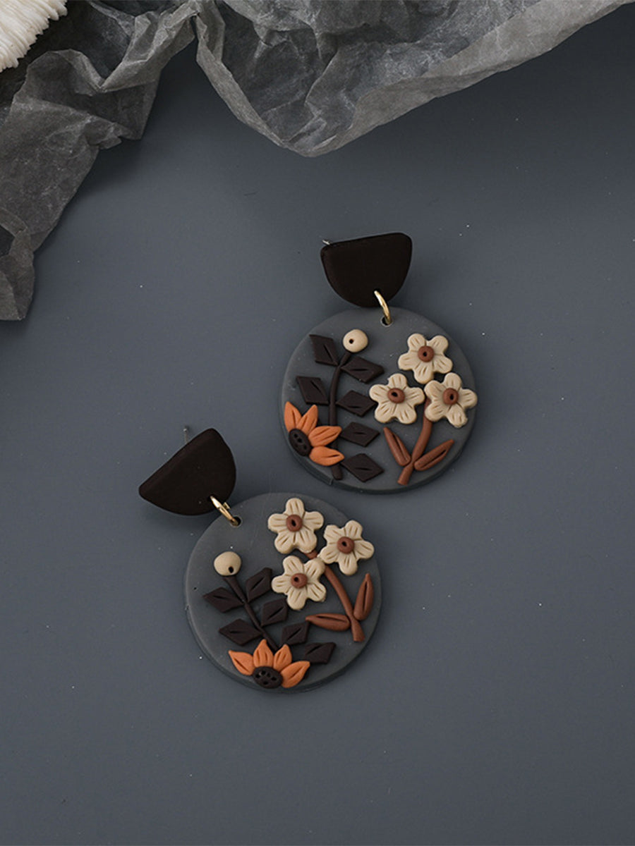 Retro Geometric Color Flower Earrings｜Awaytr®