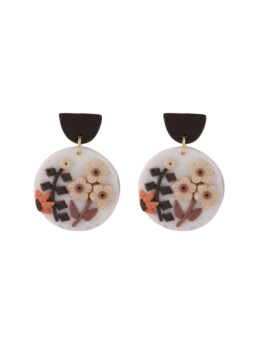 Retro Geometric Color Flower Earrings｜Awaytr®