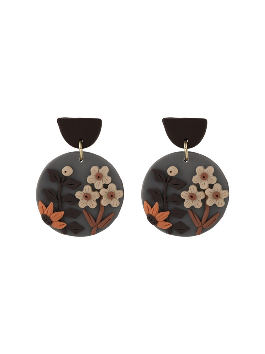 Retro Geometric Color Flower Earrings｜Awaytr®