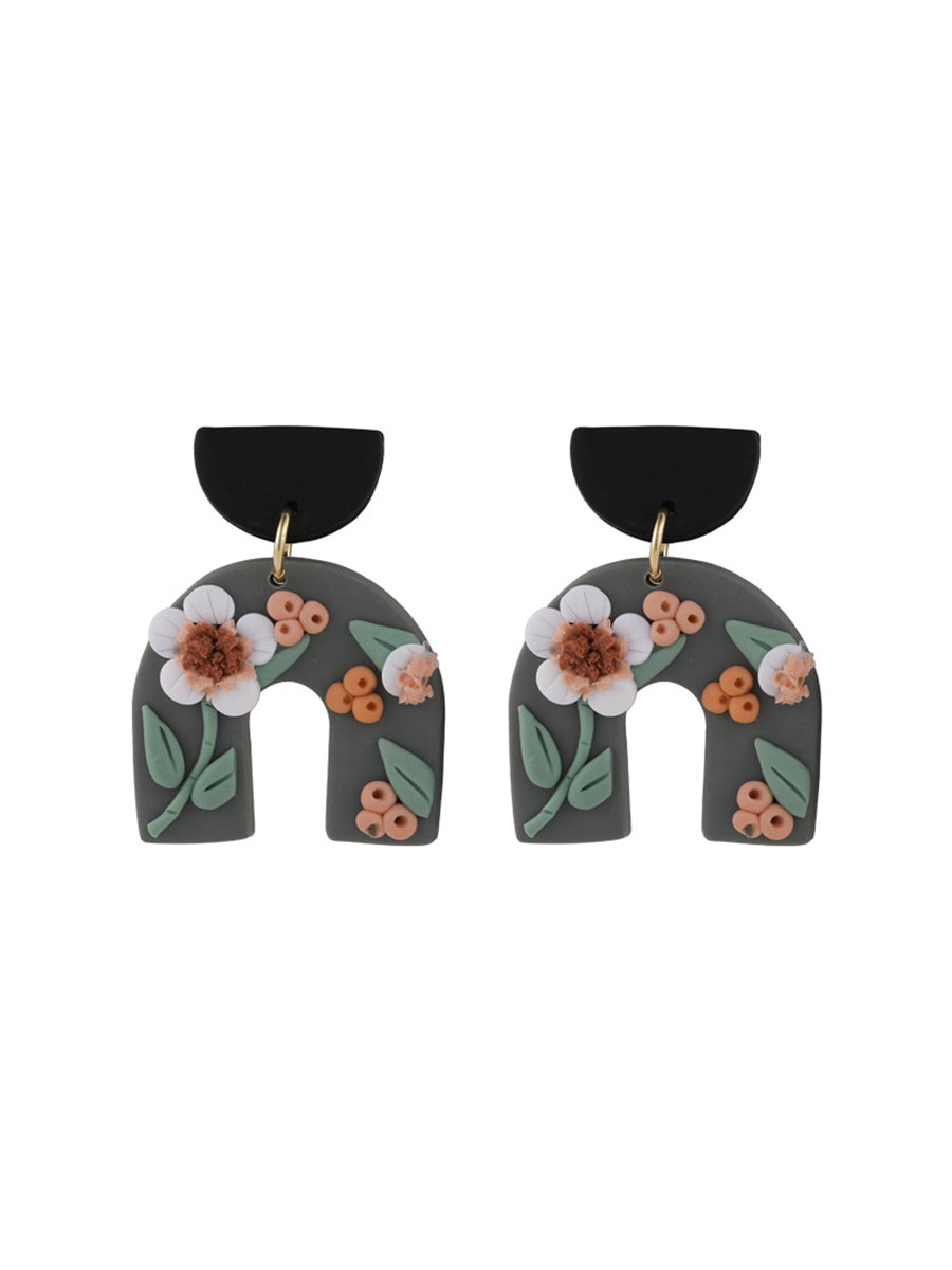 Retro Geometric Color Flower Earrings｜Awaytr®