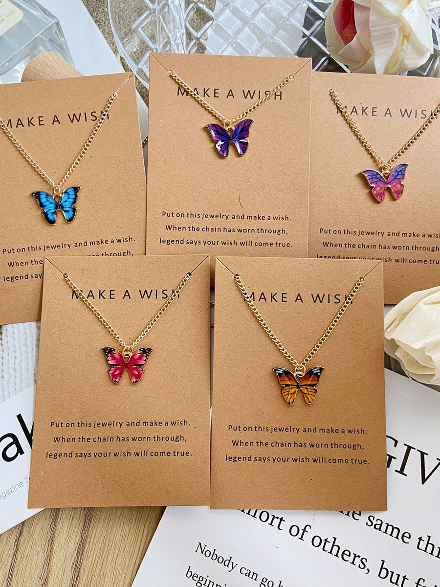 Butterfly Dripping Oil Necklace｜Awaytr®