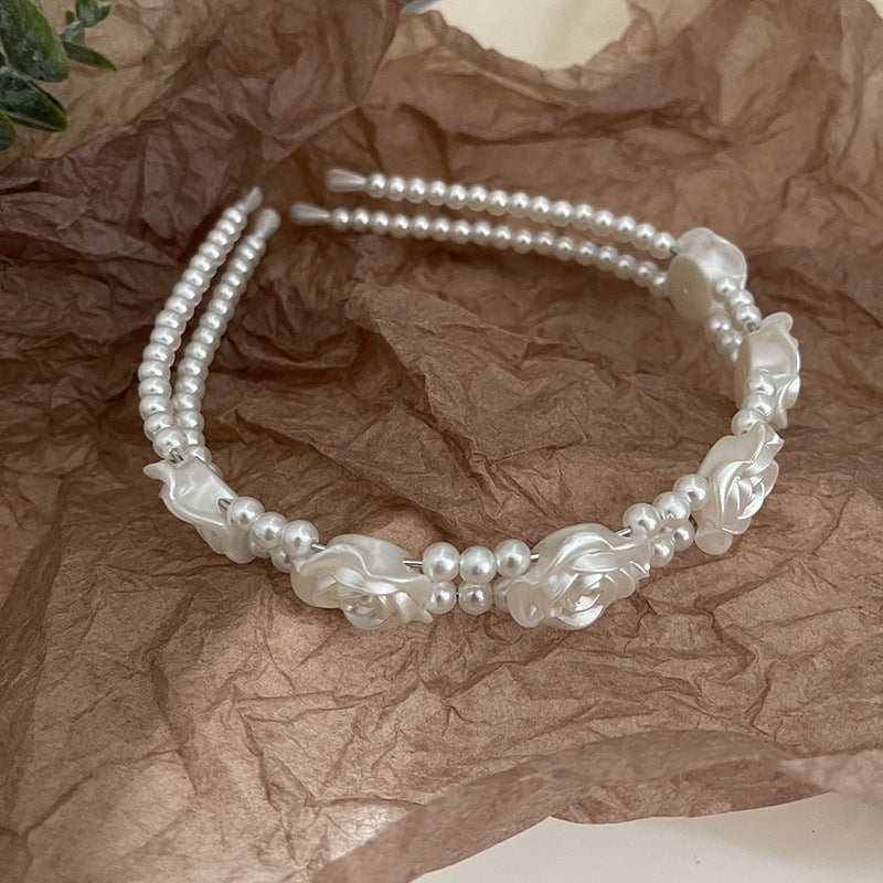 【Awaytr】CB0994 Pearl Rose Headband