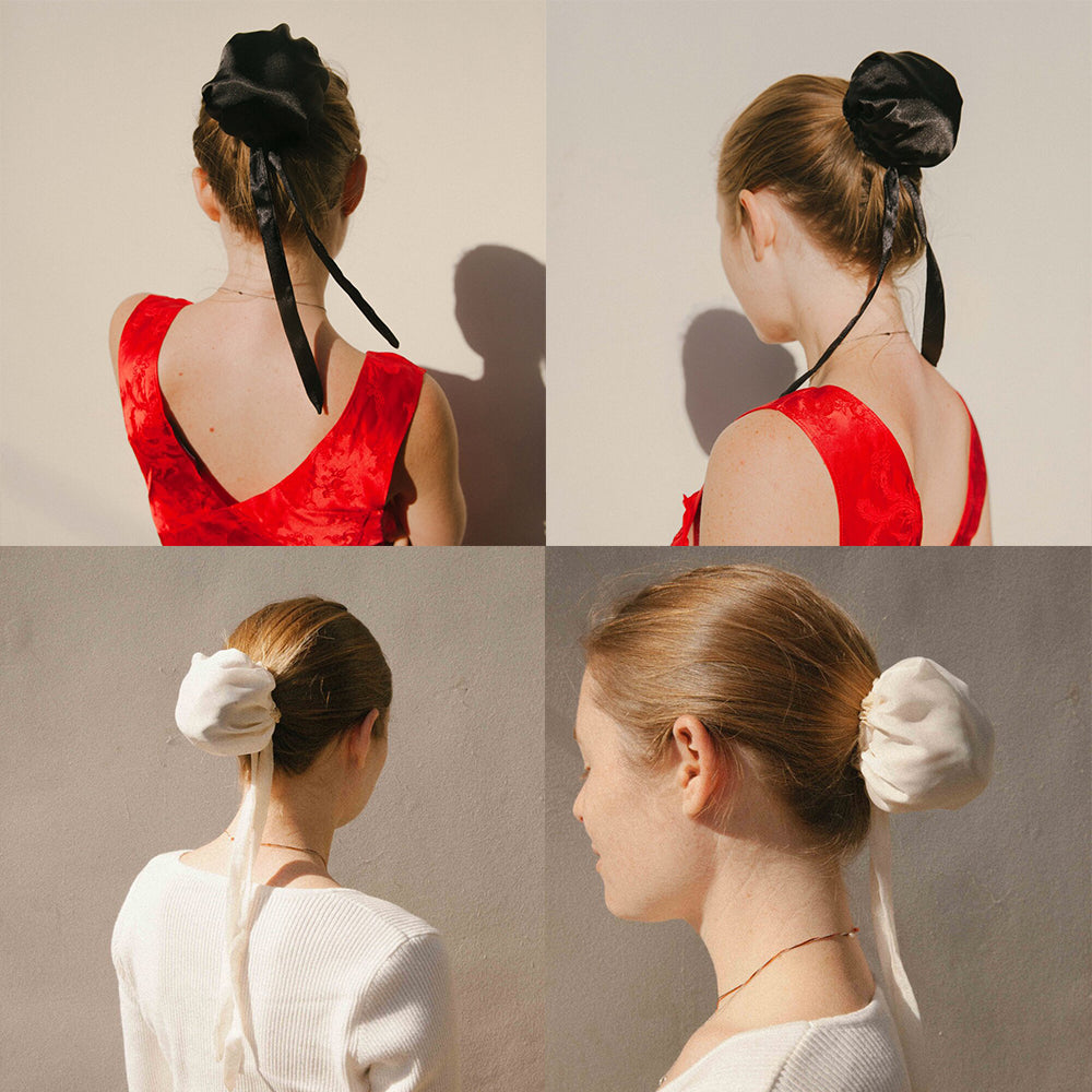 Solid Color Scrunchies Ponytail Spherical Bun Ribbon｜Awaytr®