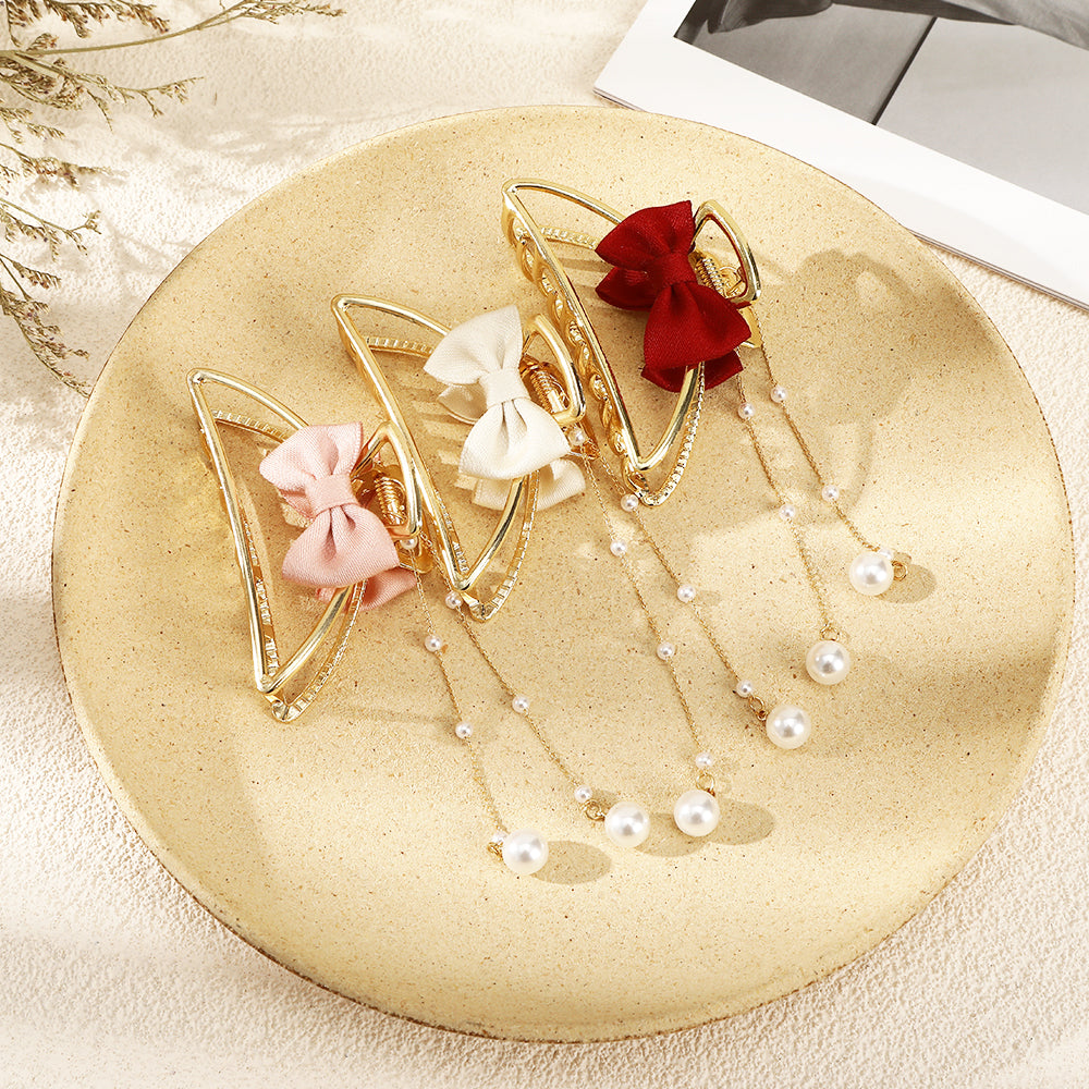 【Awaytr】CB1042 Alloy Bow Fringe Hair Claw Clip