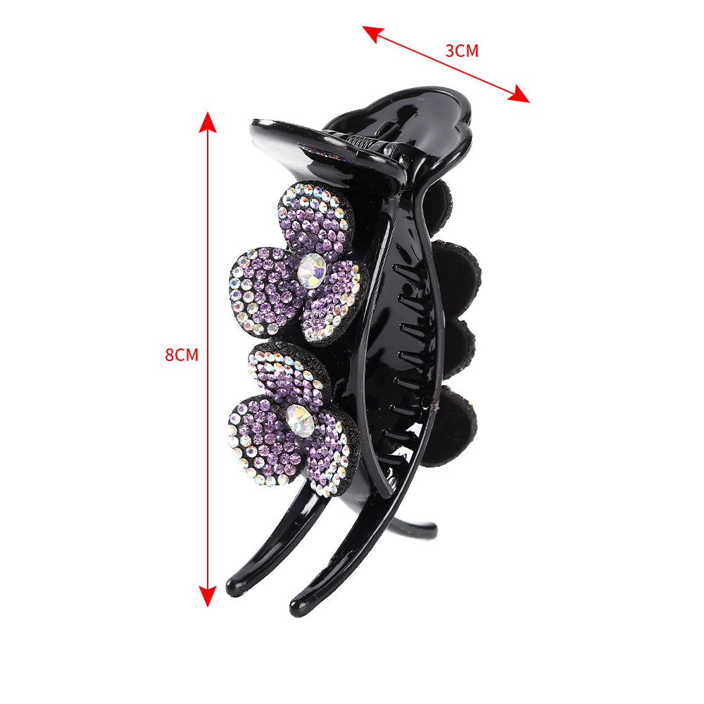 【Awaytr】CB1337 8cm Rhinestone Flower Ponytail Hair Claw Clip