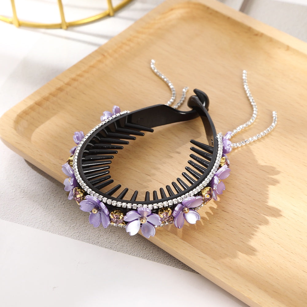 AWAYTR Korean Fashion Flower Rhinestone Hairpin Crystal Ball Head Hairpin Retro Hair Accessories