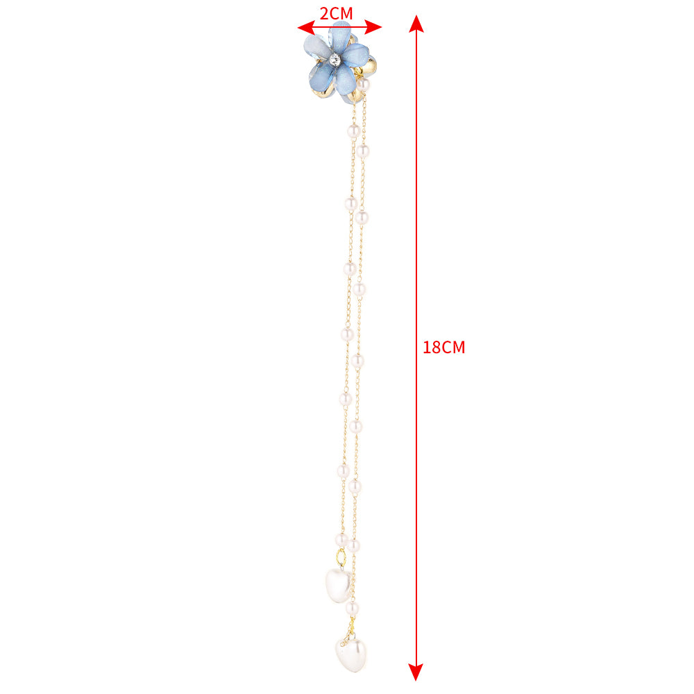 CB1433 Small flower pearl tassel hair clip