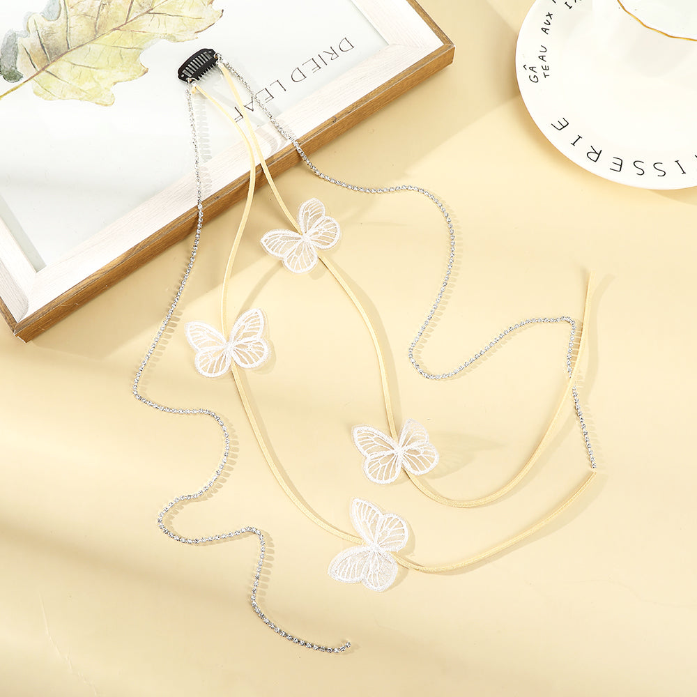 【Awaytr】CB1386 Butterfly Rhinestone Tassel Hair Clip