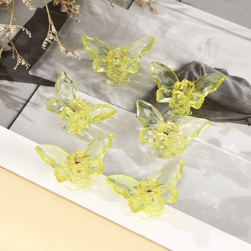 CB1369 4.5cm Transparent Crystal Butterfly Grab Clip