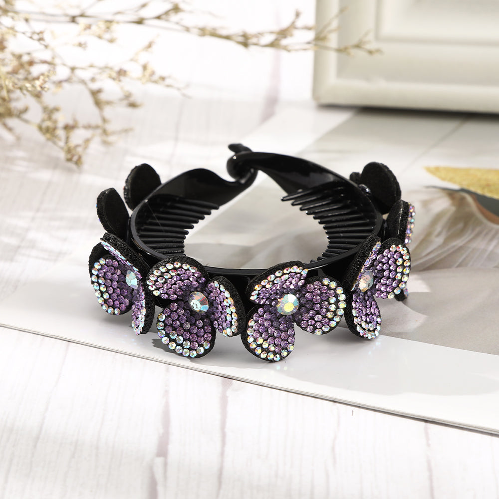 【Awaytr】 CB1339 8cm Large Rhinestone Flower Hair Clip