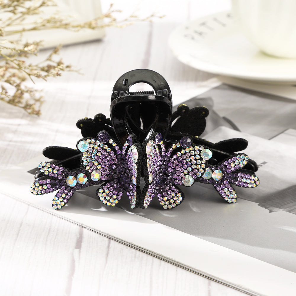 【Awaytr】CB1333 11cm Rhinestone Butterfly Hair Claw Clip