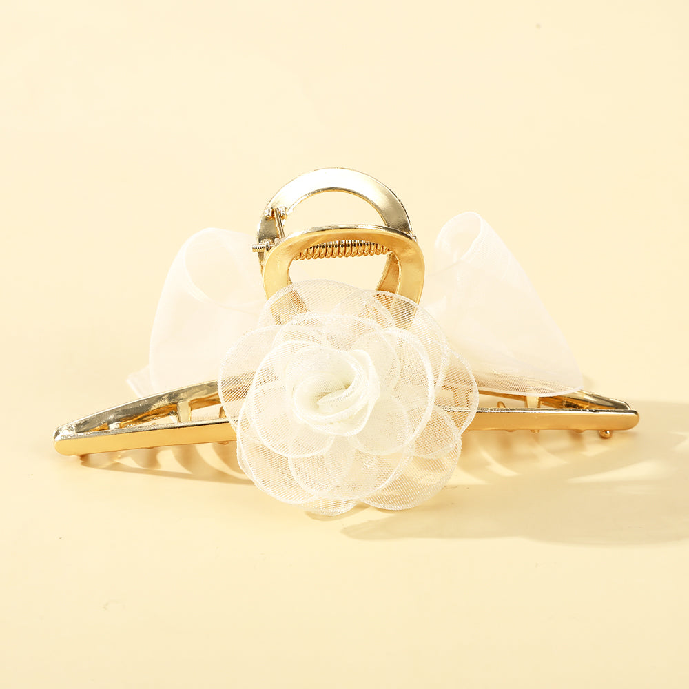 【Awaytr】CB1076 Alloy Mesh Rose Hair Claw Clip