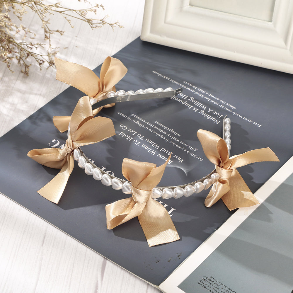 【Awaytr】CB1341 Bow Knot Heart Pearl Headband