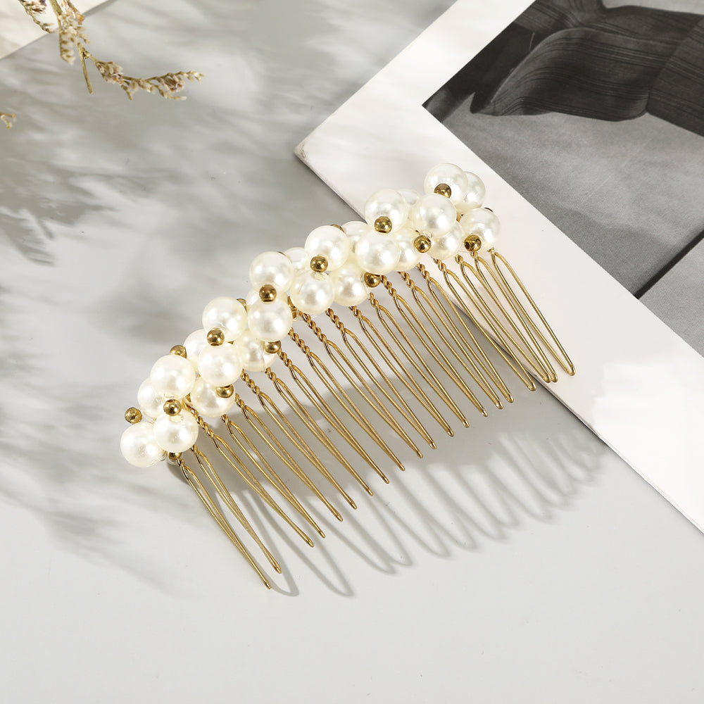 【Awaytr】CD1637 Alloy Pearl Hair Comb