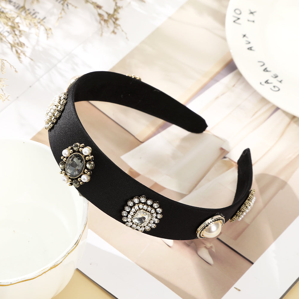 【Awaytr】 CB1294 Rhinestone Pearl Wide Brim Headband