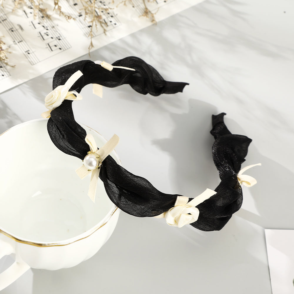 【Awaytr】CD1648 Mesh Pearl Bow Headband