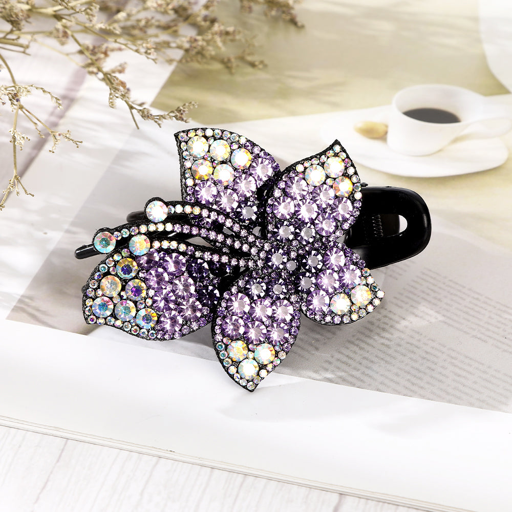 【Awaytr】CB1348 9cm Rhinestone Flower Hair Clip