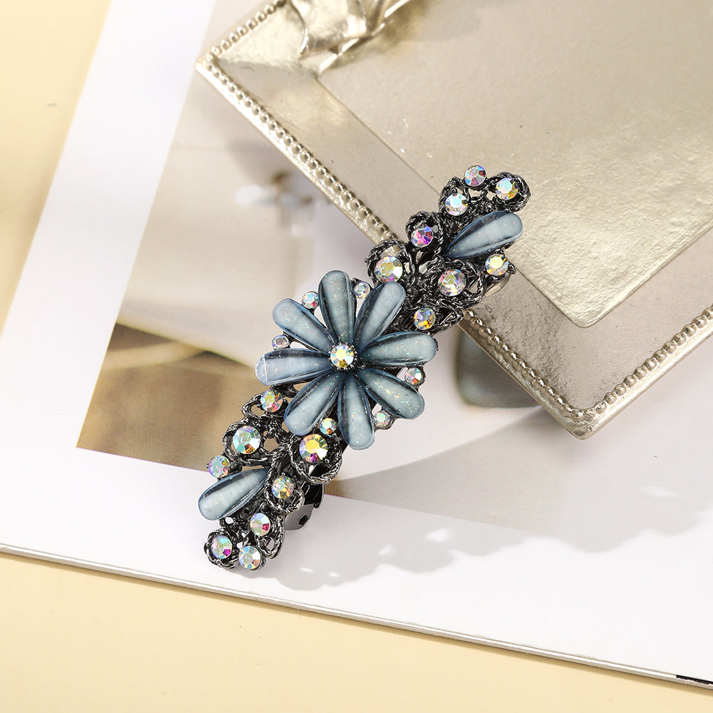 【Awaytr】 CB1363  7cmCrystal Rhinestone Flower Hair Clip