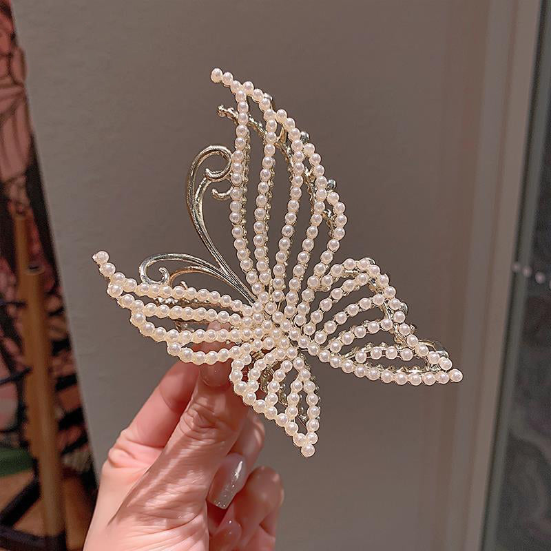 【Awaytr】CB1270  Full Pearl Butterfly Hair Claw Clip