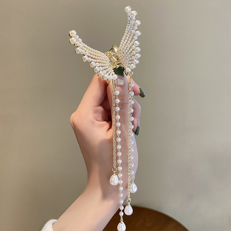 【Awaytr】CB1330 Butterfly Pearl Tassel Hair clip