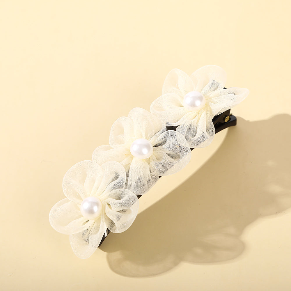 【Awaytr】CB1226 Mesh floral pearl braided hairband