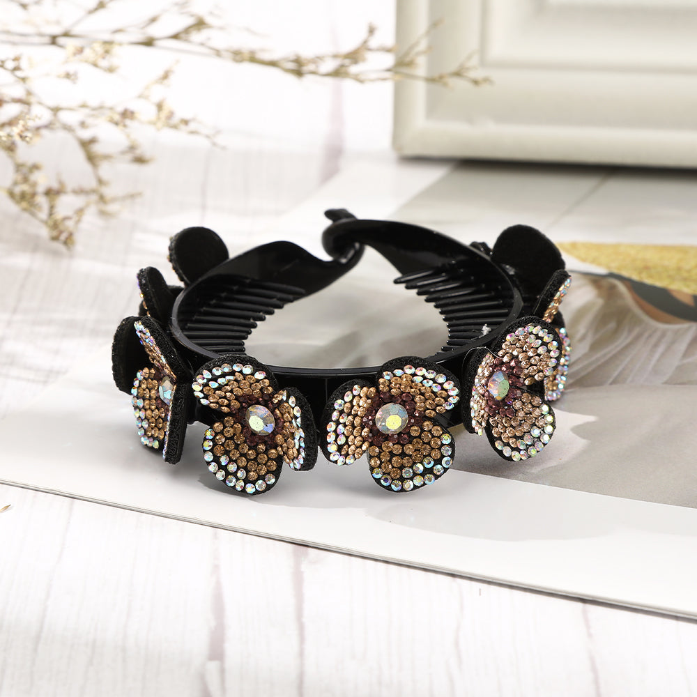 【Awaytr】 CB1339 8cm Large Rhinestone Flower Hair Clip