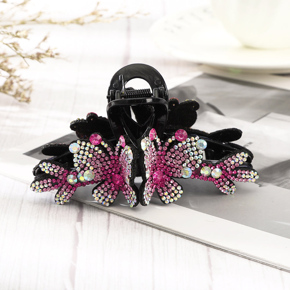 【Awaytr】CB1333 11cm Rhinestone Butterfly Hair Claw Clip