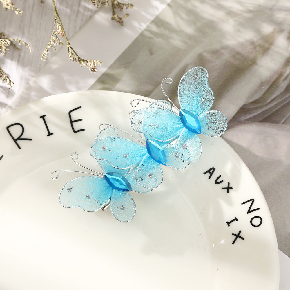 【Awaytr】 CB1340 8cm Butterfly Rhinestone Hair Clip