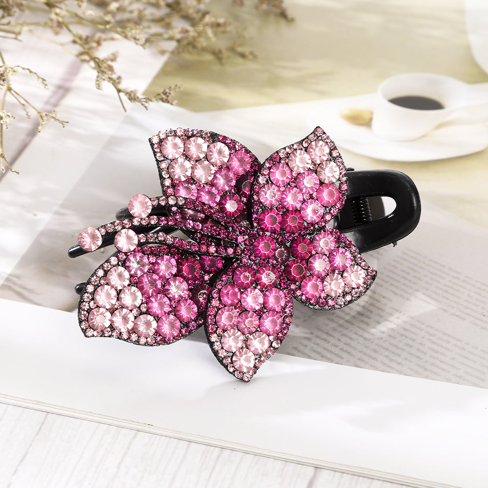 【Awaytr】CB1348 9cm Rhinestone Flower Hair Clip