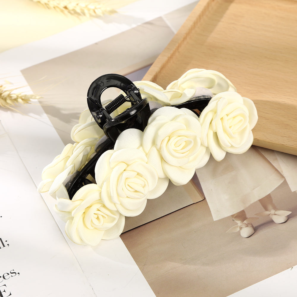 CB1443 13cm fabric rose hair claw clip