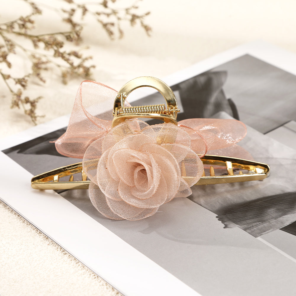 【Awaytr】CB1076 Alloy Mesh Rose Hair Claw Clip