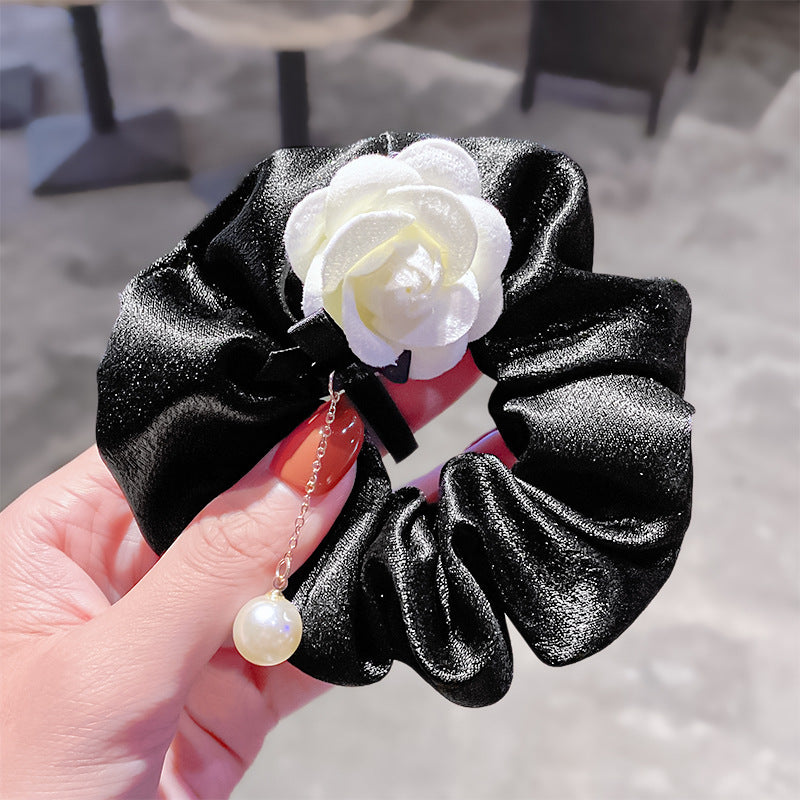 【Awaytr】CB1780 Rose Flower Pearl Large hair scrunchie