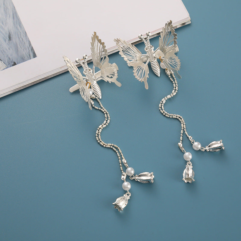 【Awaytr】CB1304 Alloy Butterfly Tassel Hair Clip