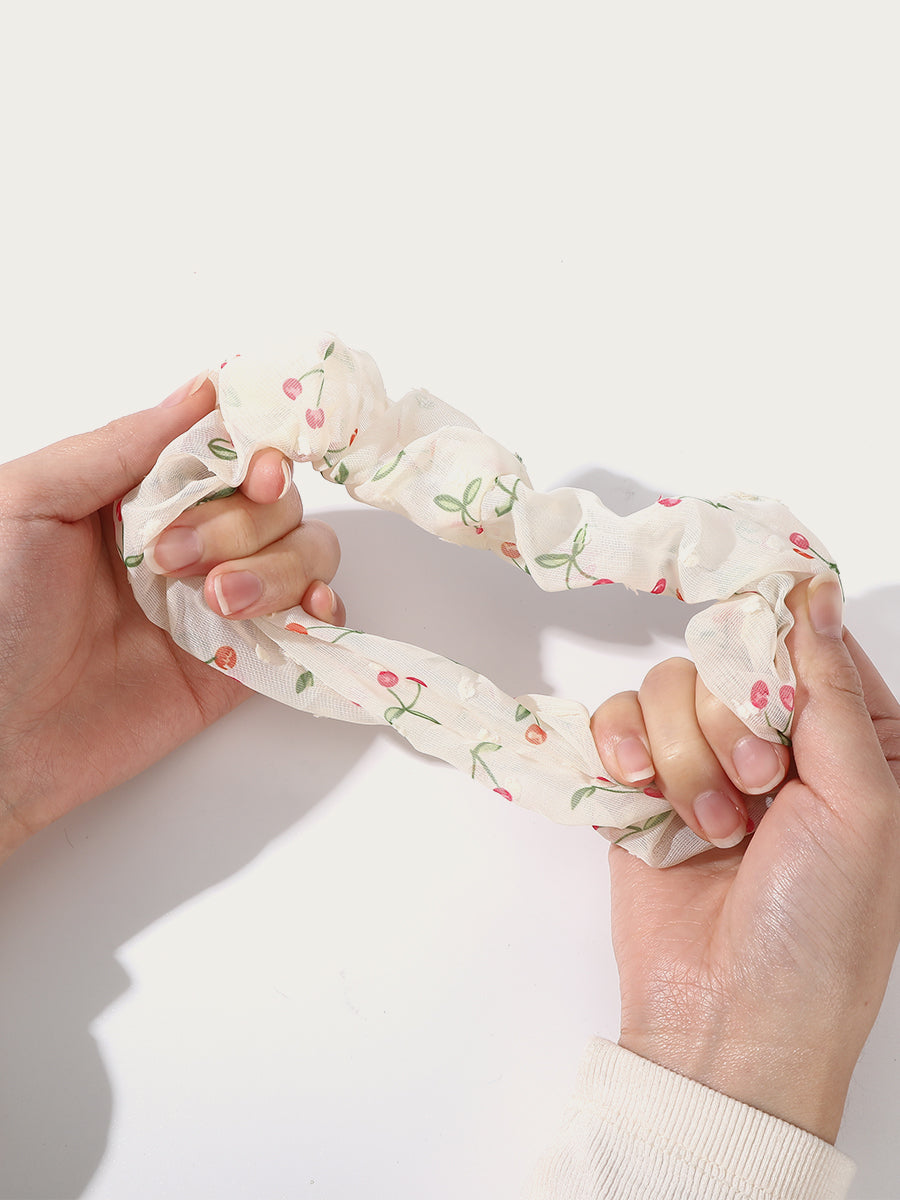 Cherry Print Yarn Scrunchies (3 Pcs)｜Awaytr®