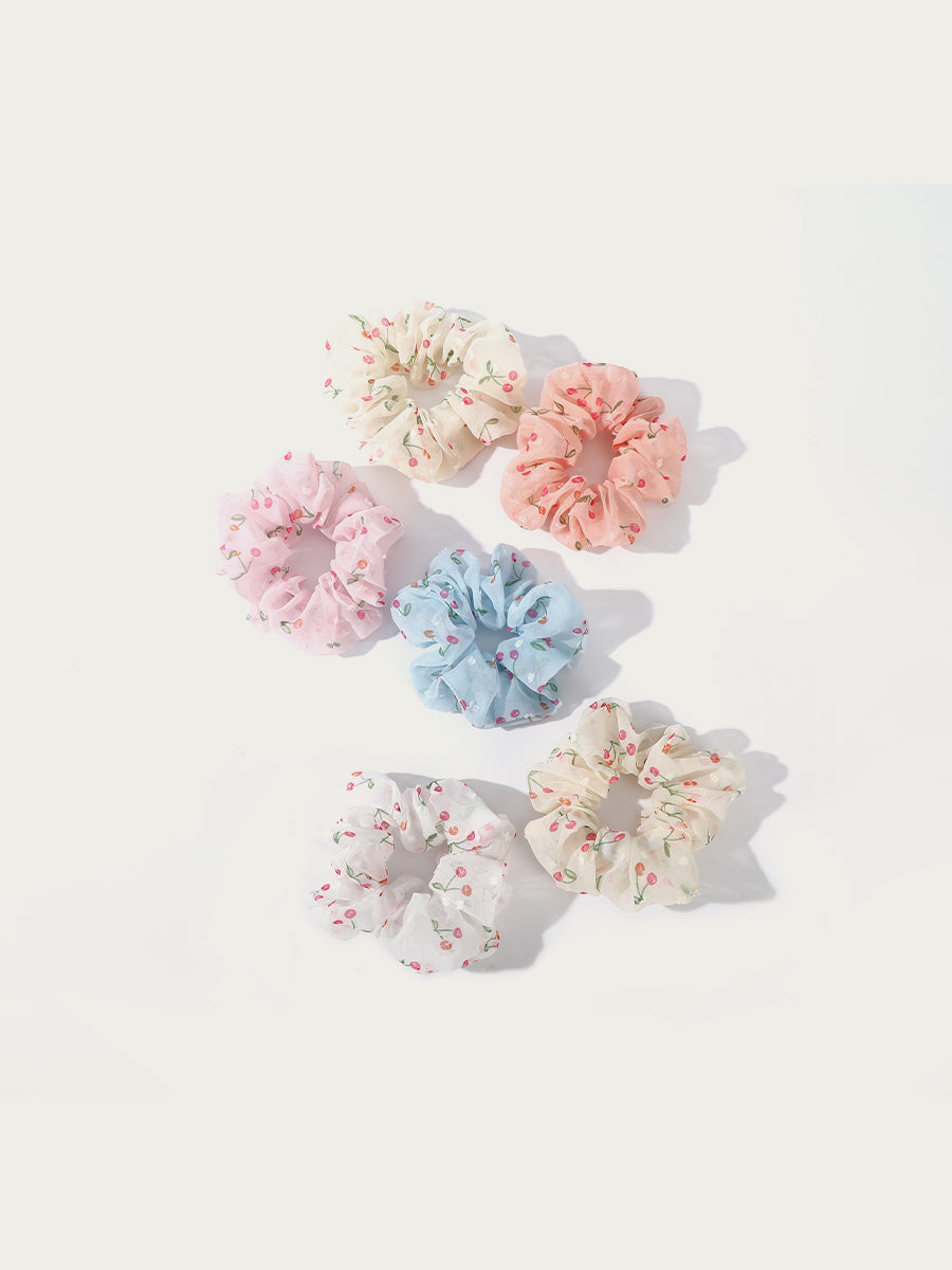 Cherry Print Yarn Scrunchies (3 Pcs)｜Awaytr®