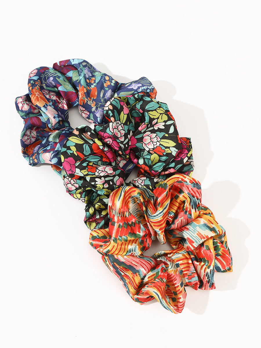 Floral Polyester Scrunchies (3 Pcs)｜Awaytr®