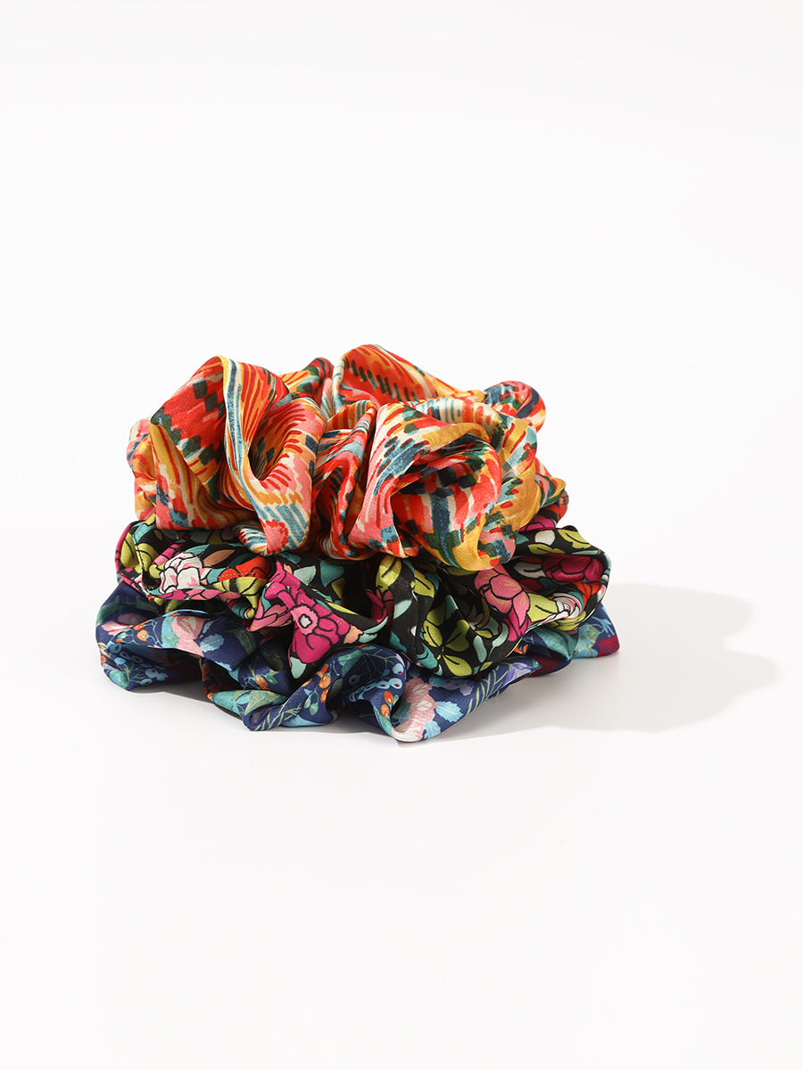 Floral Polyester Scrunchies (3 Pcs)｜Awaytr®