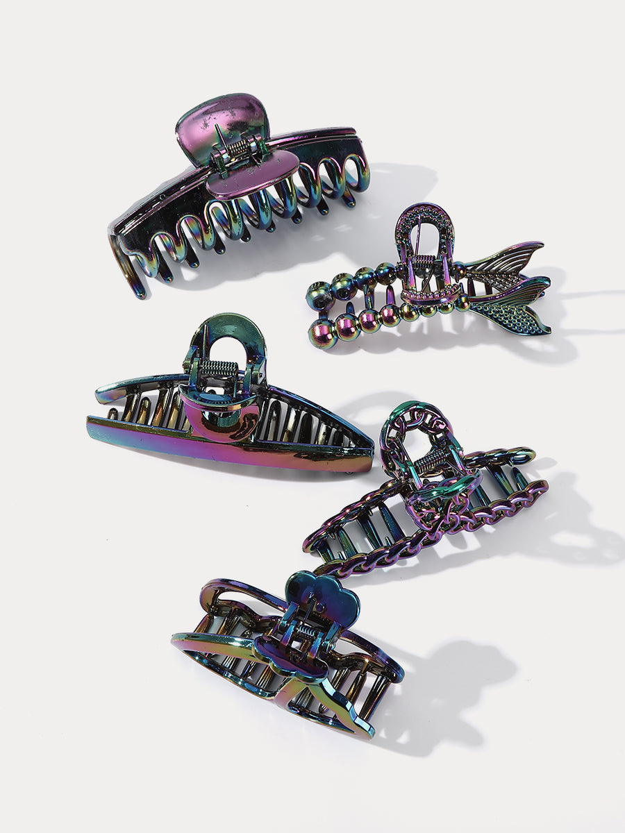 Large Streamer Colorful Hair Claw Clip-5Pcs｜Awaytr®