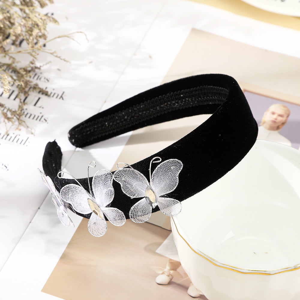 【Awaytr】 CB1295 Butterfly Rhinestone Wide Brim Headband