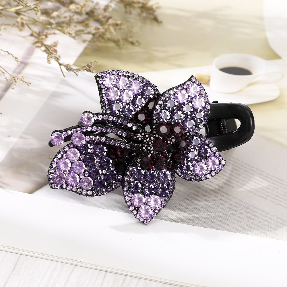 【Awaytr】CB1348 9cm Rhinestone Flower Hair Clip