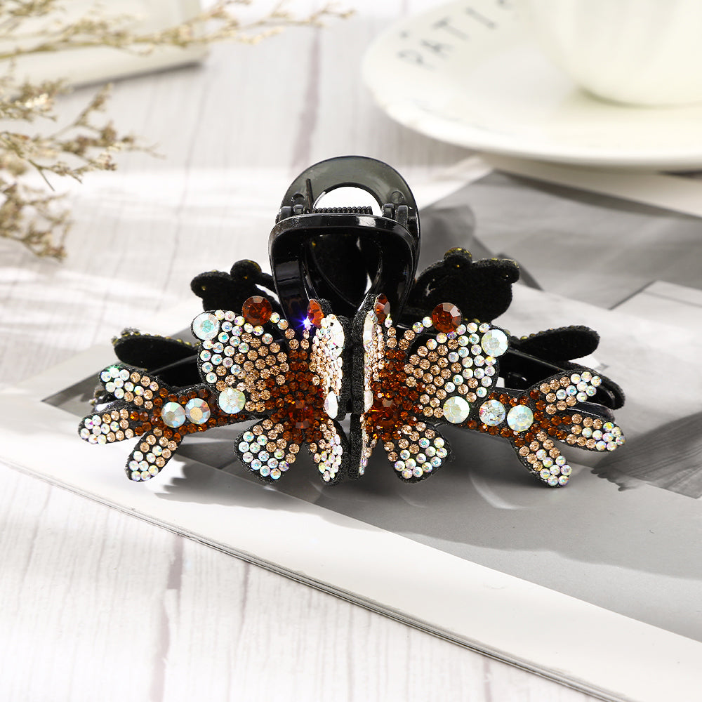 【Awaytr】CB1333 11cm Rhinestone Butterfly Hair Claw Clip