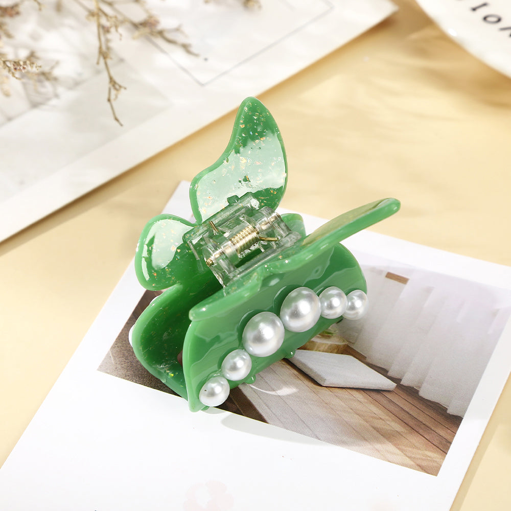 【Awaytr】CB1405 4.5cm Butterfly Pearl Hair Claw Clip