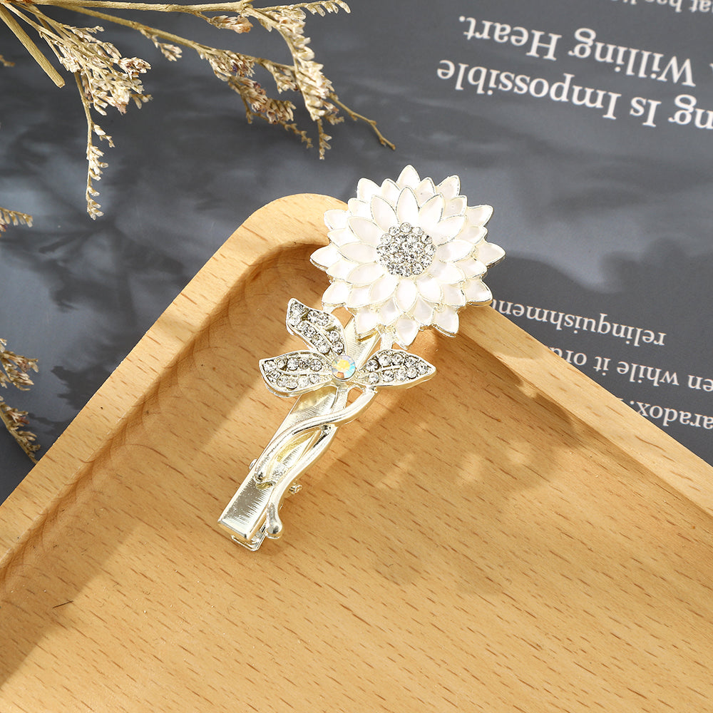 CB1421 6cm Rhinestone Sunflower Hair Clip