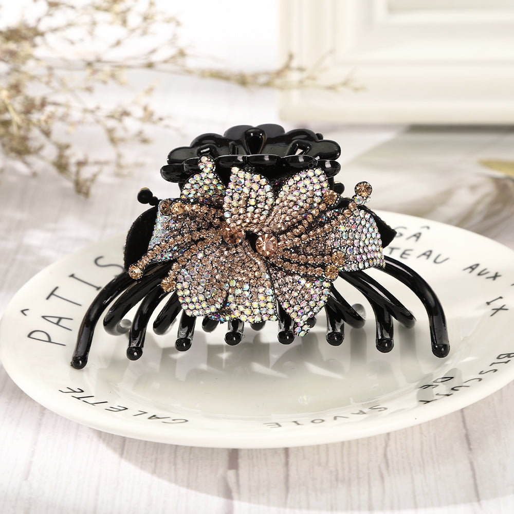 【Awaytr】CB1336 10cm full diamond flower multi-tooth hair claw clip