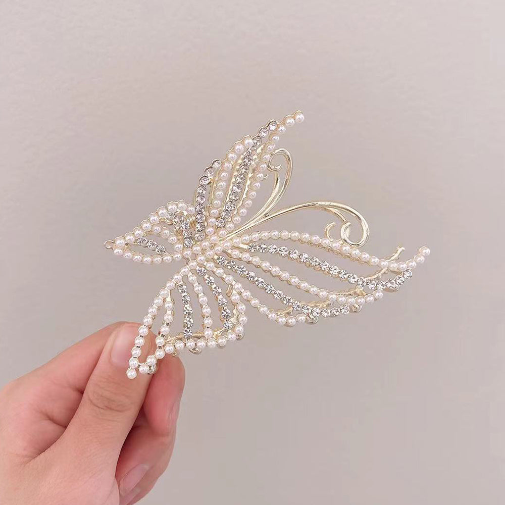 【Awaytr】CB1270  Full Pearl Butterfly Hair Claw Clip