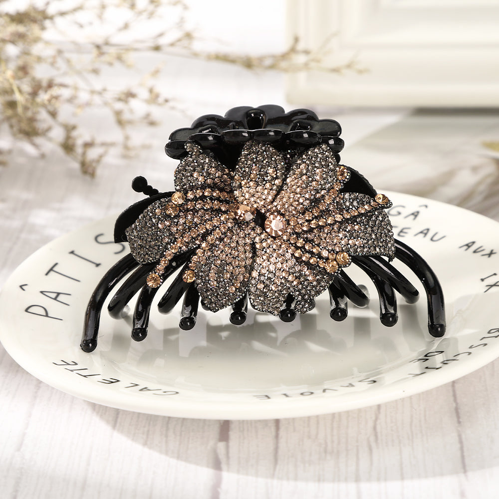 【Awaytr】CB1336 10cm full diamond flower multi-tooth hair claw clip