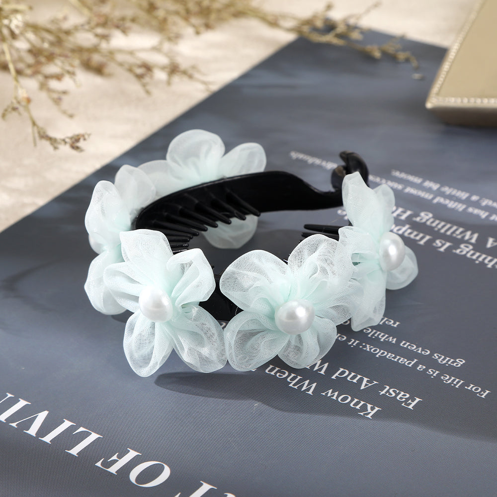 【Awaytr】CB1271  8.5cm Mesh Flower Pearl Hair Clip