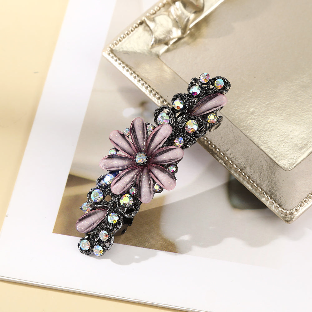 【Awaytr】 CB1363  7cmCrystal Rhinestone Flower Hair Clip